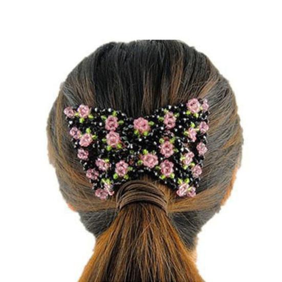 Vícezubý Elegantní Železný Hřeben do Vlasů Dámský S Květinovými Korálky a Sponou pro Každodenní Nošení