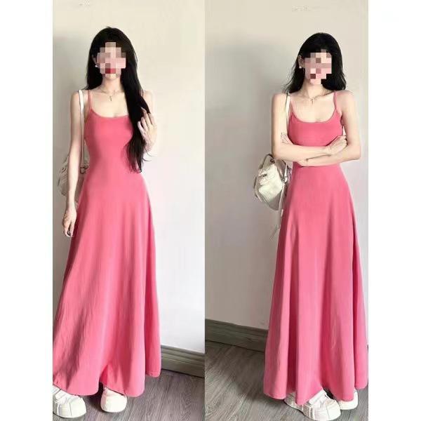 Women's Summer 2026 One-Shoulder Elastic Suspender Dress - Waist-Slimming Long Skirt
