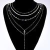 5pcs Fashion Cross Colorful Crystal Necklaces Set for Women Boho Vintage Simple Y-Shaped Pendant Necklace Christian Jewelry Gift
