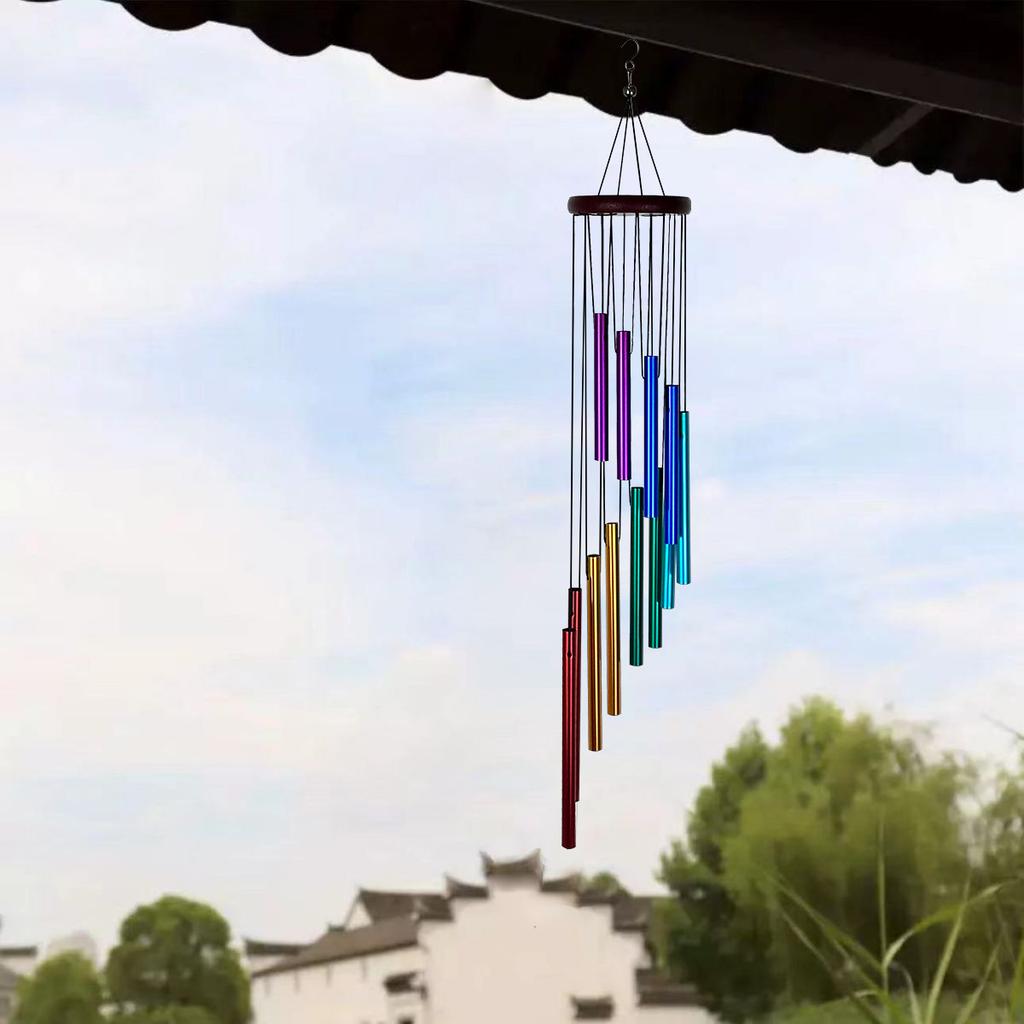 12 Tubes Metal Wind Chimes, Beautiful Soothing Melody Wind Chime with Bells, Outdoor Indoor Hanging Ornament for Relaxation & Meditation