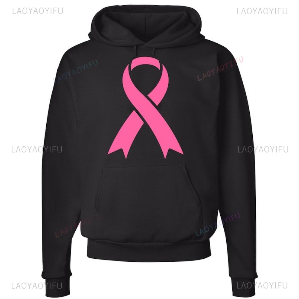 Breast Cancer Hoodie Pink Ribbon Hooded Sweatshirt Breast Cancer Awareness Hoodie Autumn and Winter Sportswear