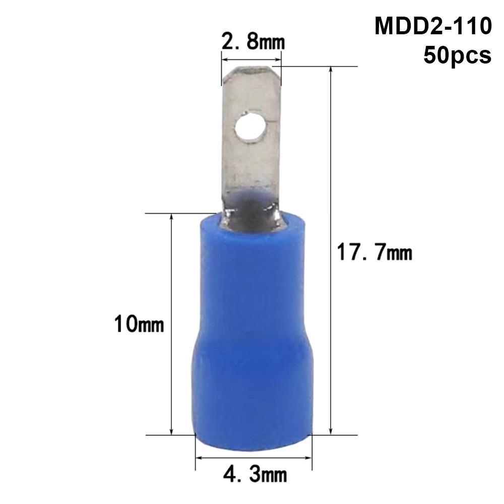 50Pcs 2.8/4.8/6.3mm Wire Connectors FDD/MDD1.25/2/5.5 Female/Male Electrical Crimp Terminal Insulated Spade Quick Disconnects