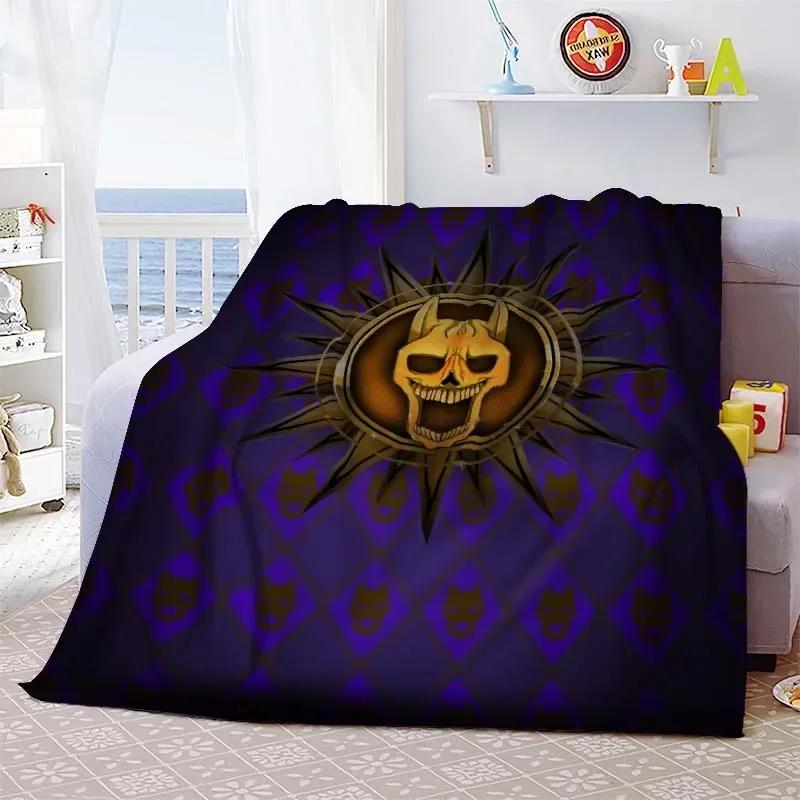 Summer Blankets Sofa Bedspread Couch Home Living Room Decor Anime JoJo Bizarre Adventure Print Flannel Throw Blanket Soft Warm