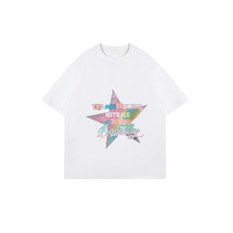 Oversized T-Shirt Black Star Graphic Print With Text No Question Casual Streetwear Fashion Top For Women Summer Outfit