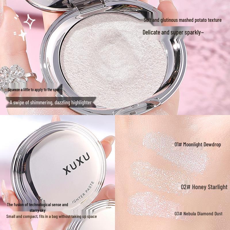 XUXU Starry River Highlight & Contour Palette - Matte & Shimmer Cream for Face Brightening