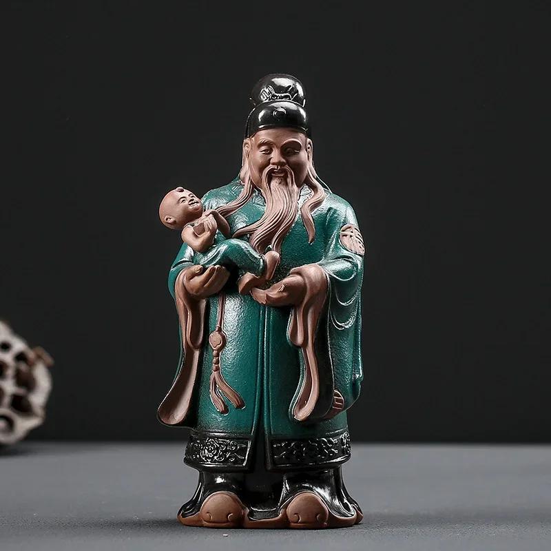 1PCS Ceramic Fortune and Longevity Crafts Chinese Retro Lucky Ornament Home Desktop Entrance Living Room Accessories Gifts