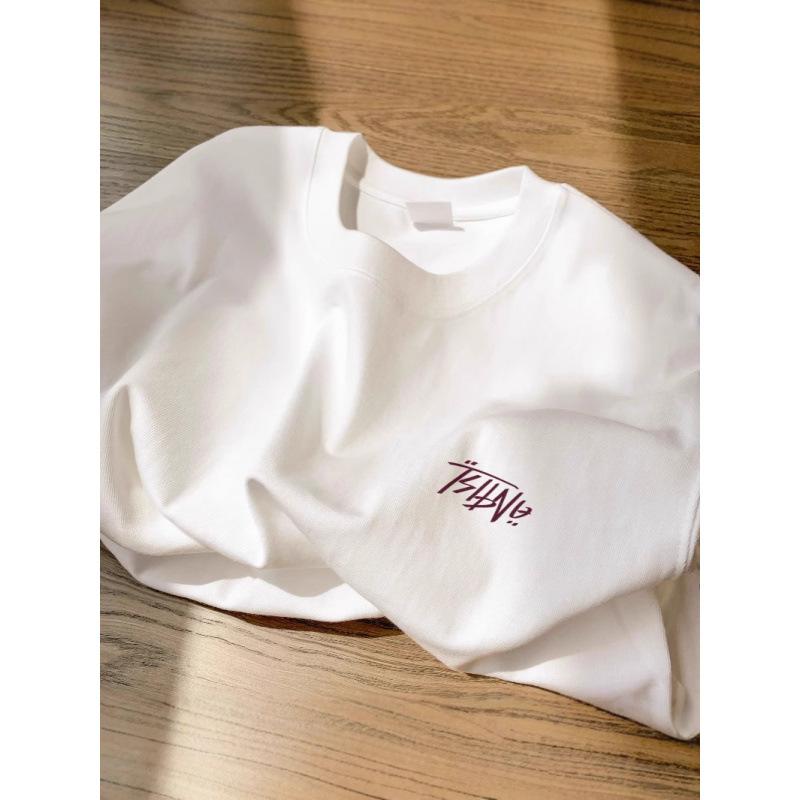 Cotton short-sleeved T-shirt men's new summer retro simple top youth large size T-shirt