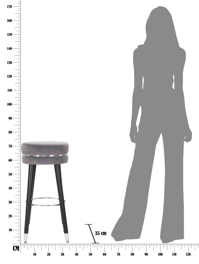 Bar Stool Paris Gray Silver Cm Ø 35X74