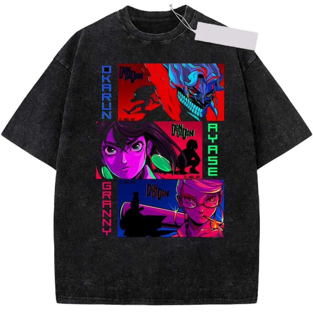 Japan Funny Anime Dandadan Okarun Ken Takakura Grarphic Print Tshirt Men Women Cotton Summer Retro Washed Casual Oversized Tops