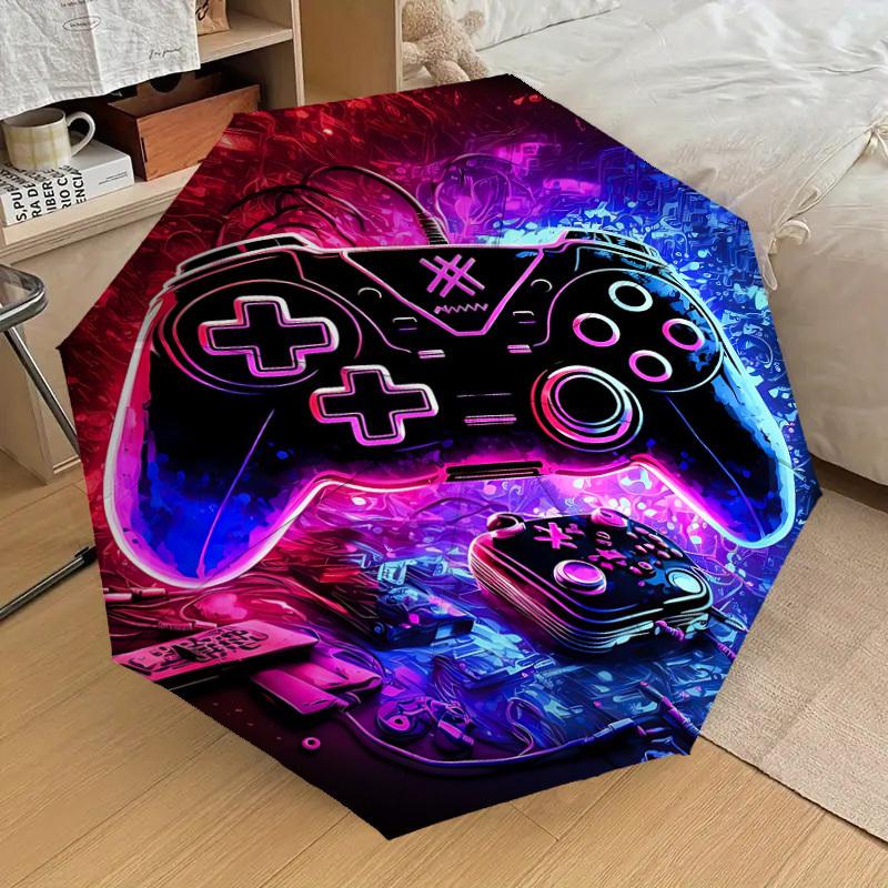 1PC Gamepad Neon Umbrella-8-Rib Reinforced, Automatic Open, Lightweight & Durable, Fashion Accessory for Outdoor, J0348