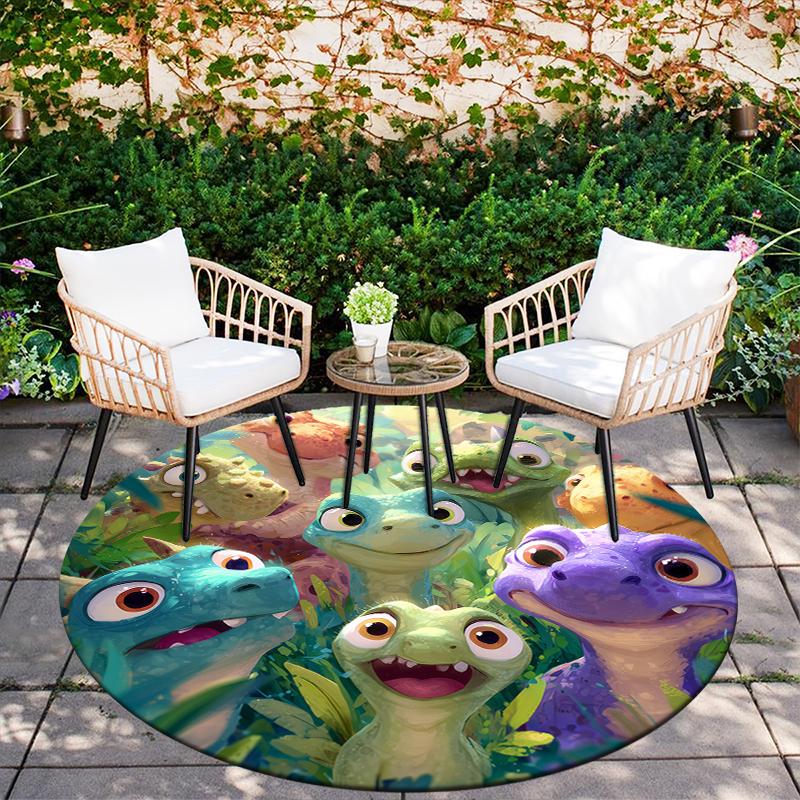 Cartoon Dinosaur pattern round rug,Carpet Rug for Living Room Bedroom Sofa Playroom Decor,Non-slip Floor Mat,Holiday Gifts and Birthday Gifts