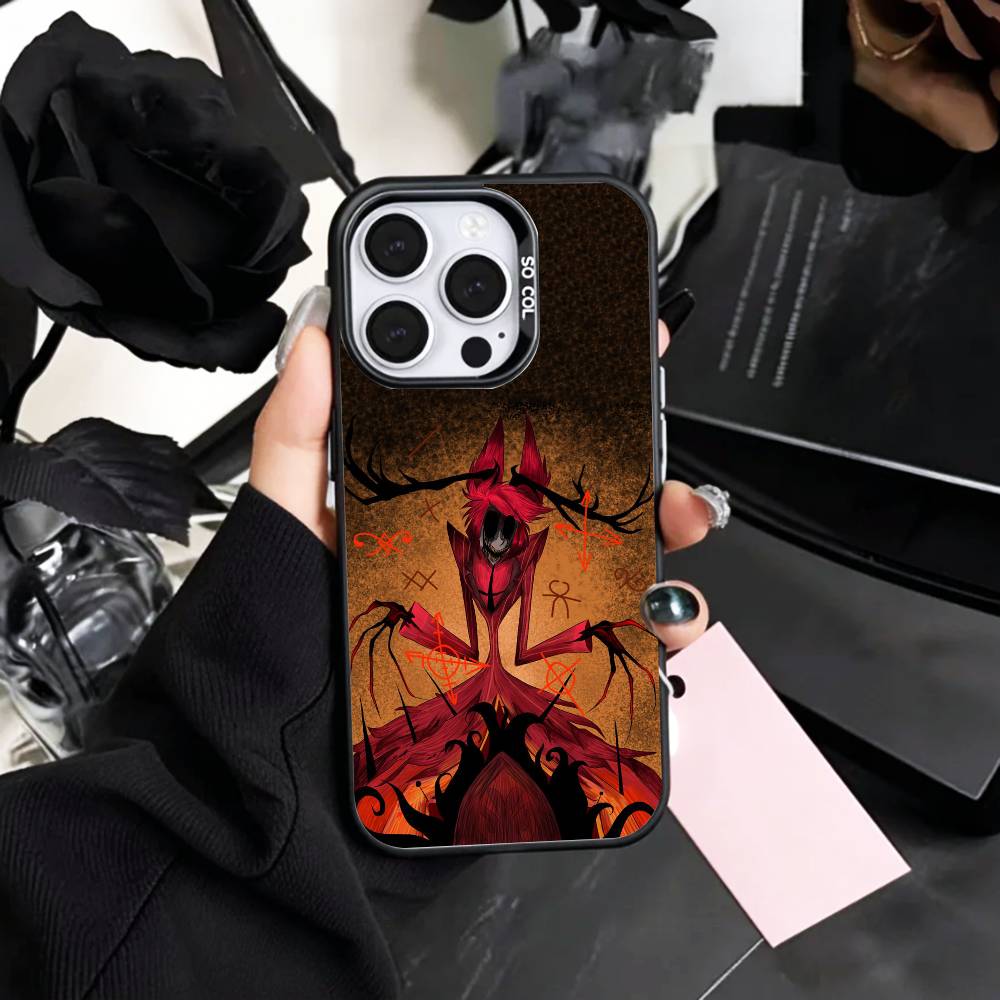 COOL H-HazbinS H-Hotels A-AlastorS Phone Case For iPhone17,16,15,14,13,12,11 Plus,Pro Max Colored Silver Plated Inside Cover