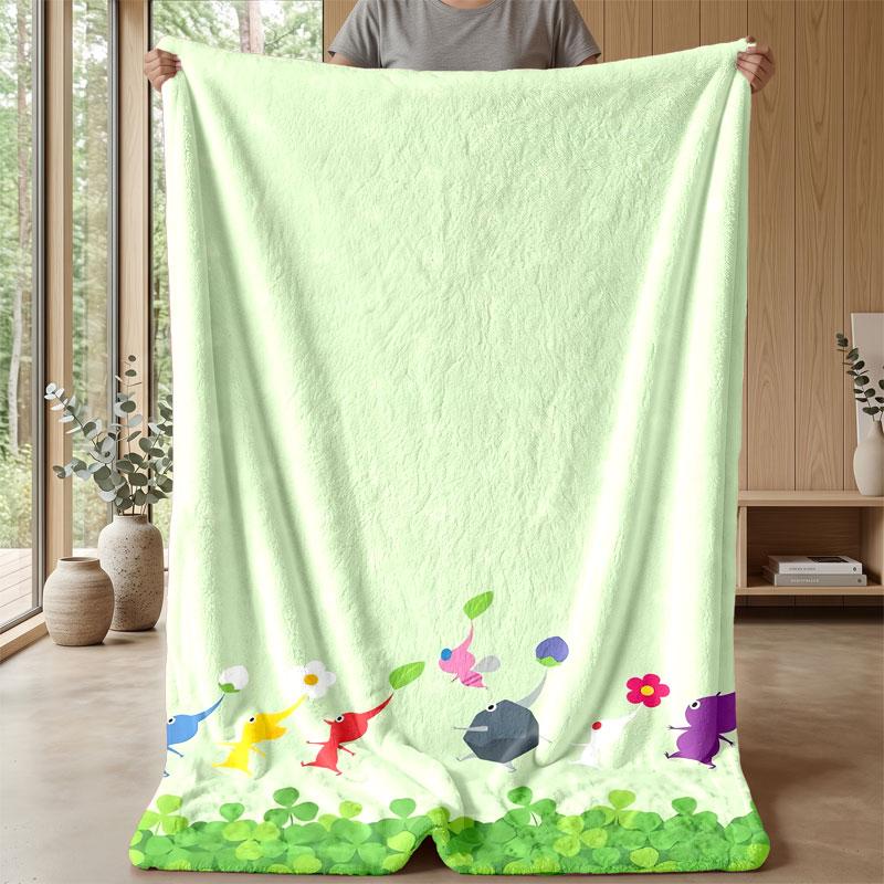 Soft Flannel Blanket Lightweight Cozy Bedroom Living Room CoverPikmin