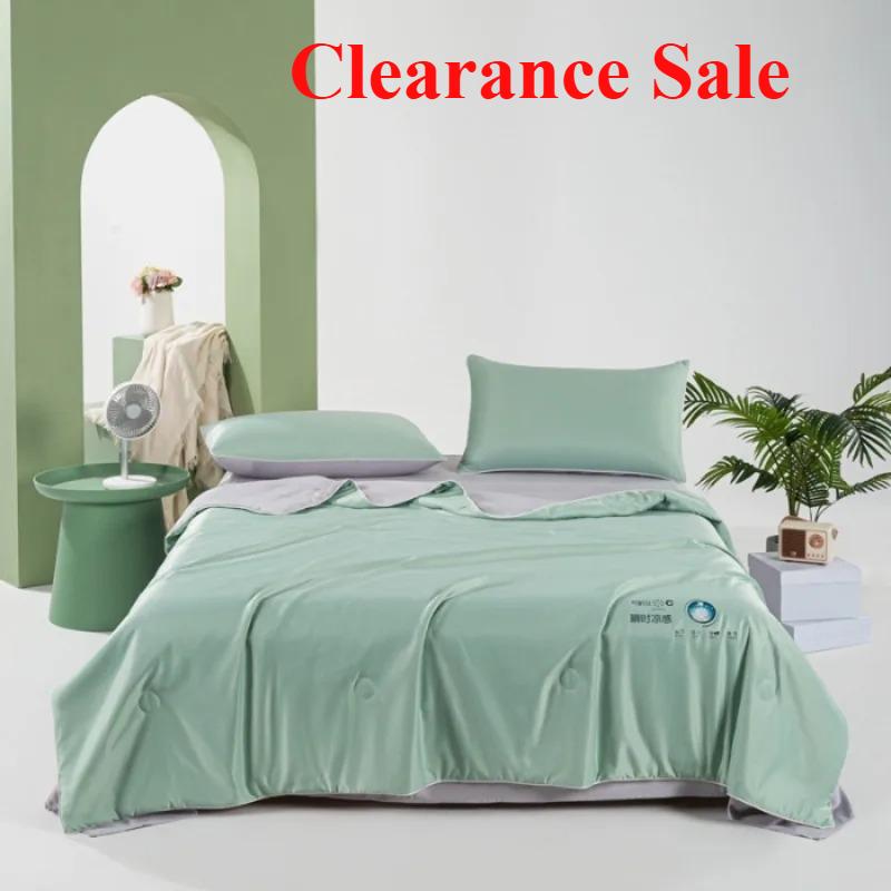 2025 new solid color heat transfer washed Tencel Xia Liang quilt double cool silk machine washable quilt 4-piece set