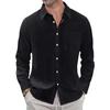 Camicia Casual da Uomo a Maniche Lunghe, Monocolore, Bottoni, Puro Cotone