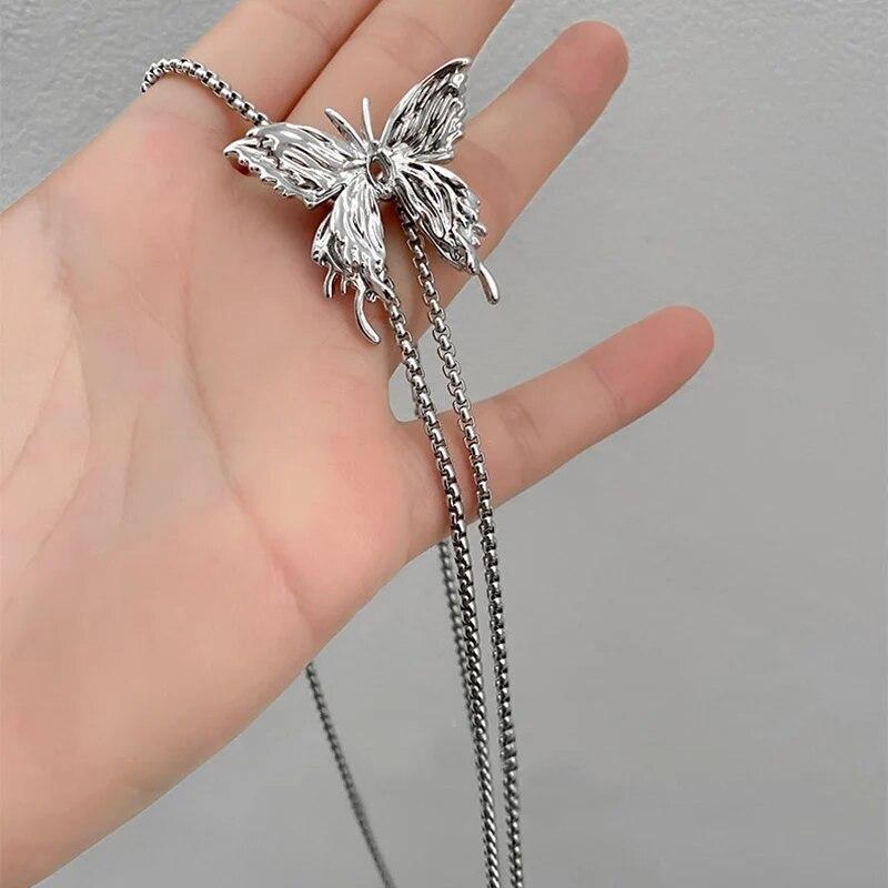 Nový Nádherný Lesklý Motýľový Sveter Náhrdelník Trendy Retiazka s Príveskami Strapec Kľúčna Kosť Choker Náhrdelník Dámske Šperky na Krk pre Dámy Darček
