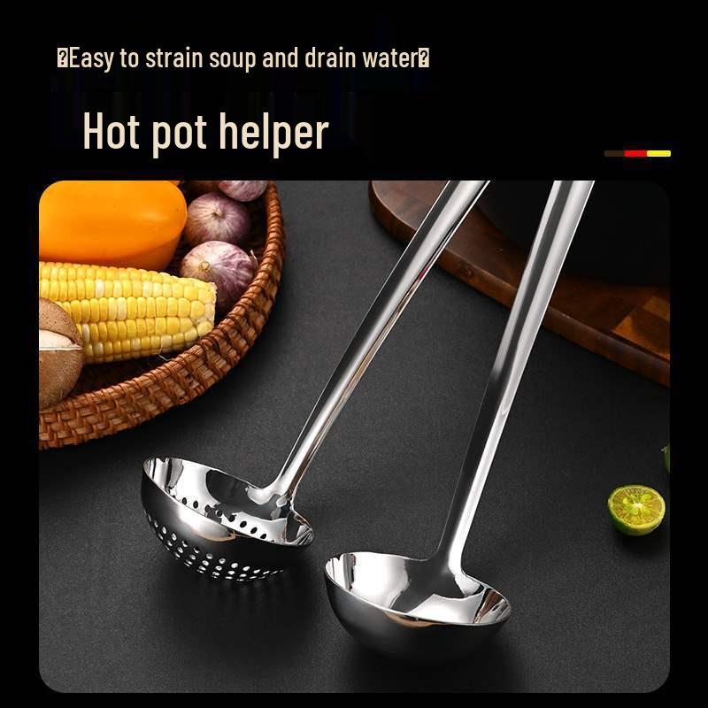 Long Handle Stainless Steel Hot Pot Skimmer Ladle for Soup and Porridge