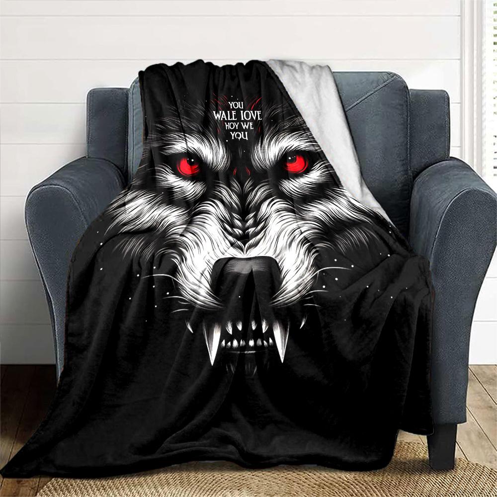1pc Wolf Love Throw Blanket Soft Flannel, Cozy All Season Polyester Perfect for Home, Office