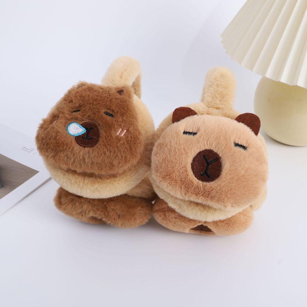 Cartoon Animal Warm Earflaps Windproof Cute Ear Cover Comfortable Capybara Plush Earmuffs  Riding