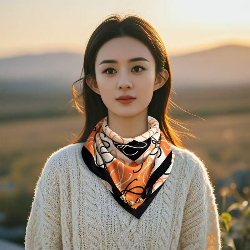 Luxus Design Magnetischer Quadratischer Schal Für Damen Mode Nackenschutzschal Frau Herbst Winter Baumwolle Leinen Halstücher