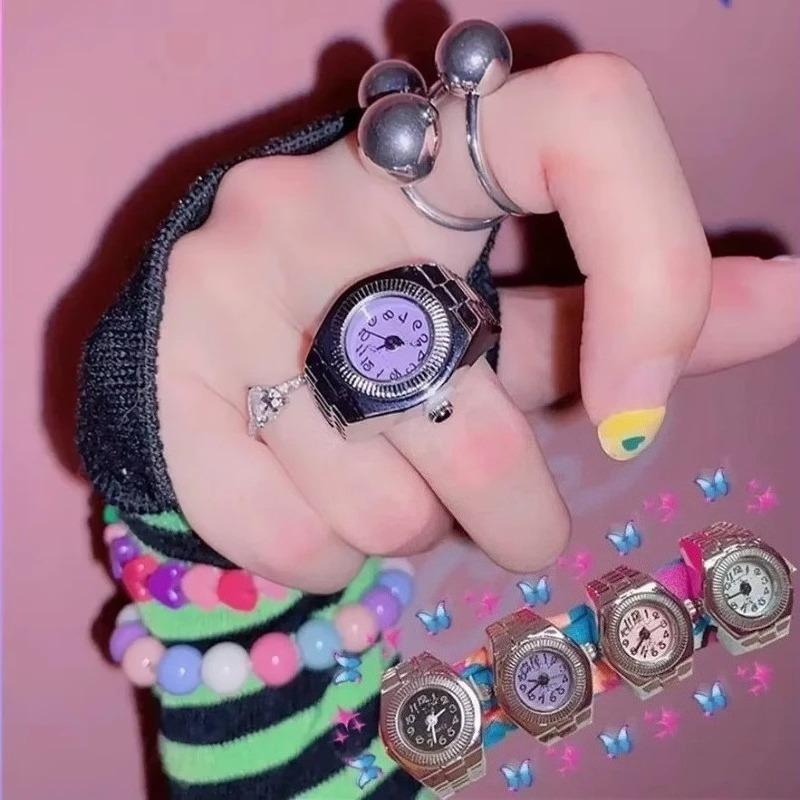 2026 Neue Retro Modische Punk Uhr Ring Vielseitiger Nischen Paar Finger Uhr Mini Uhr Niedliche und Kreative Elektronische Uhr