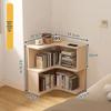 Solid Wood Corner Bookshelf - Floor-Standing Right Angle Storage Rack