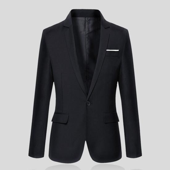 Flap Pockets Long Sleeve Men Blazer Casual Single Button Lapel Suit Jacket Male Clothing