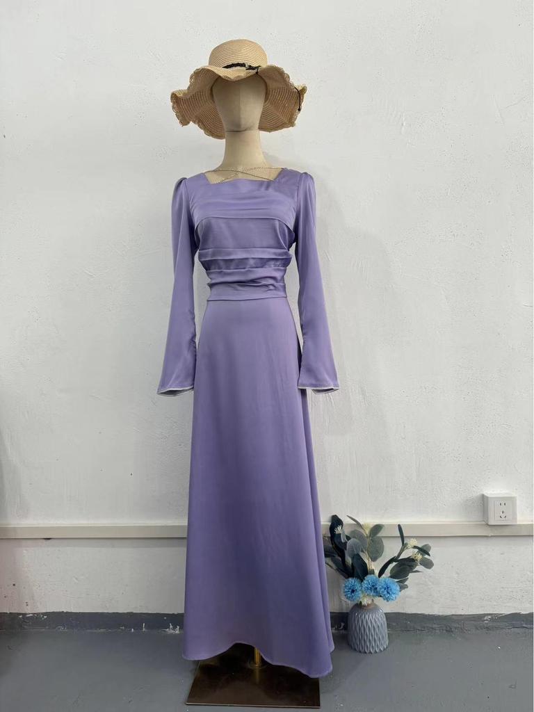 2024 Rhinestone Embellished Slim Fit Satin Dress with Woven Ribbon