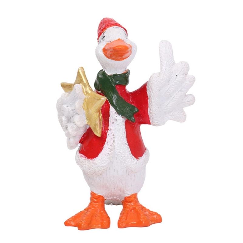 

Рождественская мультяшная фигурка утки из смолы, миниатюрная скульптура животного лебедя для праздничного домашнего декора для настольной полки