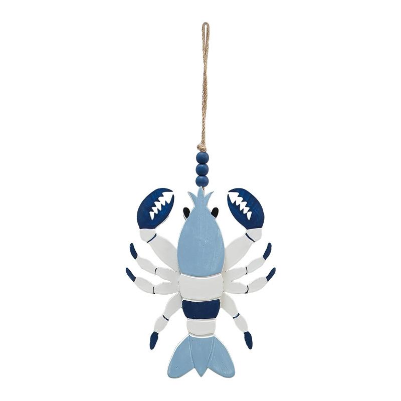 Mediterranean Wooden Crab Obster Pendant Hanging Wall Decoration Vintage Living Room Ocean Beach Theme Restaurant Bar Wall Decor