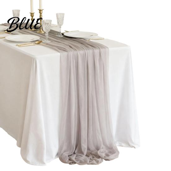 Soft Table Runner Sheer Flowing Runner Chiffon Wedding Elegant Solid Color High Quality