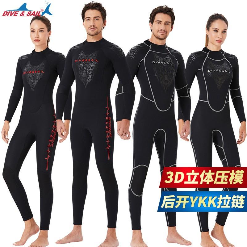 Diving Suit Women's 3MM One-piece Warm Surfing Long-sleeved Men's Cold-proof Thick Snorkeling Swimming Pants