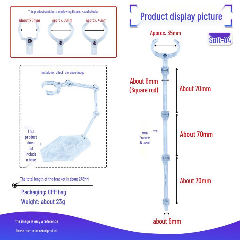Transparent Adjustable Figure Stand with Waist Support - Multiple Sizes