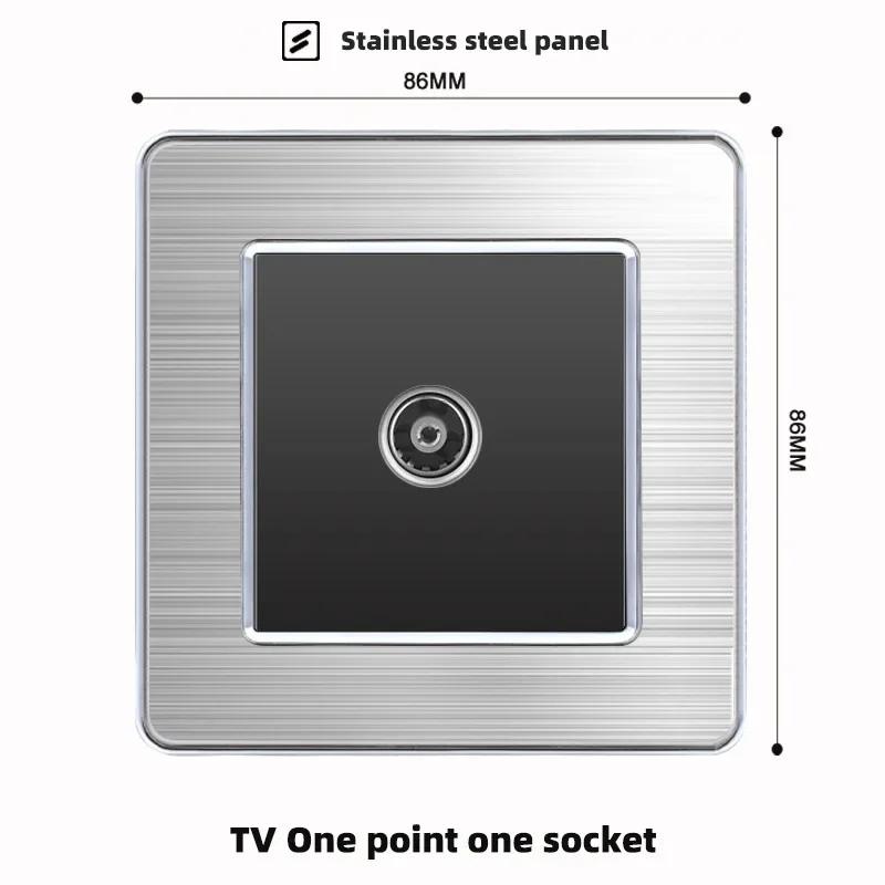 luxury Brushed Stainless Steel Wall Light Switch,Universal 5pin 18W Type-C Quick charging outlet,UK Standard Dual USB Socket