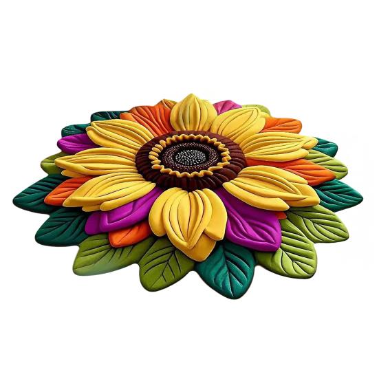 Yousheng Floral Plush And Diatomaceous Earth Floor Mat 3D Flower Optical Illusion Rug Non-Slip Absorbent Diatomite Bath Mat for Room Bedroom Entrance