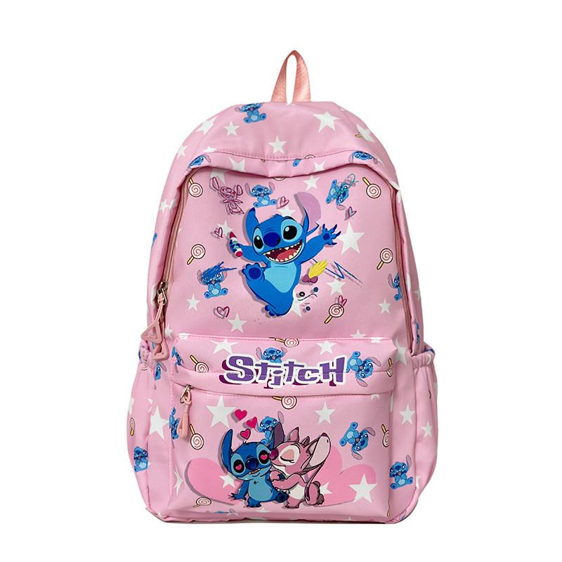 Cartoon Lilo Stitch Backpack Middle School Students Breathable Nylon Material