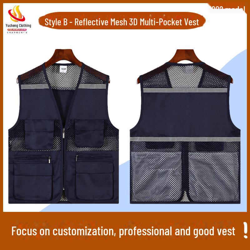 Custom Logo Emergency Management Safety Vest - Multi-Pocket Workwear for Photojournalists