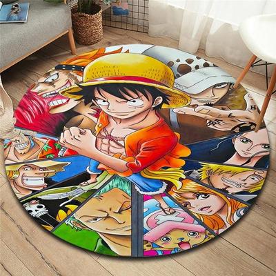 3D-Anime-One-Piece-Teppich, Luffy Chopper-Teppich, niedlicher Cartoon-Teppich, rund, weich, Kinderspielmatte, rutschfestes Kissen für Wohnzimmer, Schlafzimmer, Heimdekoration