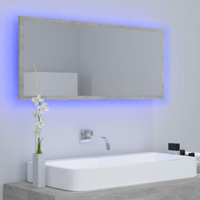 VidaXL Miroir à LED de salle de bain Gris béton 100x8,5x37cm Acrylique 804944