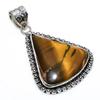 Tiger Eye Gemstone Handmade 925 Sterling Silver Jewelry Pendant 2.17" SU-10680