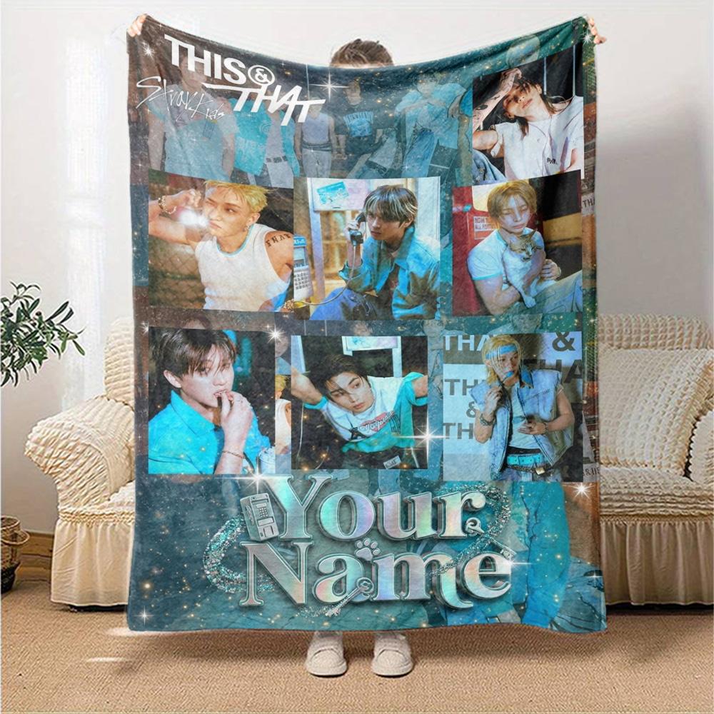 Name Custom Stray Kids Print Flannel Blanket High Quality Warm Comfortable Cover for All Seasons Perfect for Gifts Home Decor