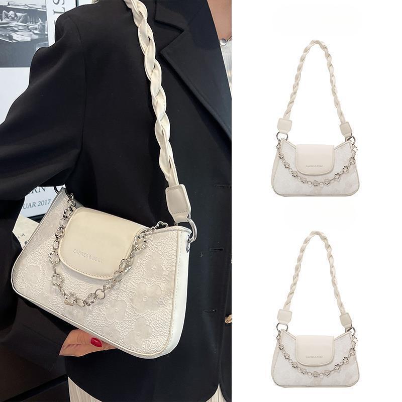 

Маленькая сумка высокого класса женская новая текстура нишевый дизайн сумка на плечо подмышку сумка-цепочка сумка через плечо бежевый