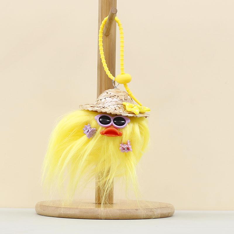 Plush Duck Keychain With Cute Straw Hat For Bag Decoration And Gift Ideas