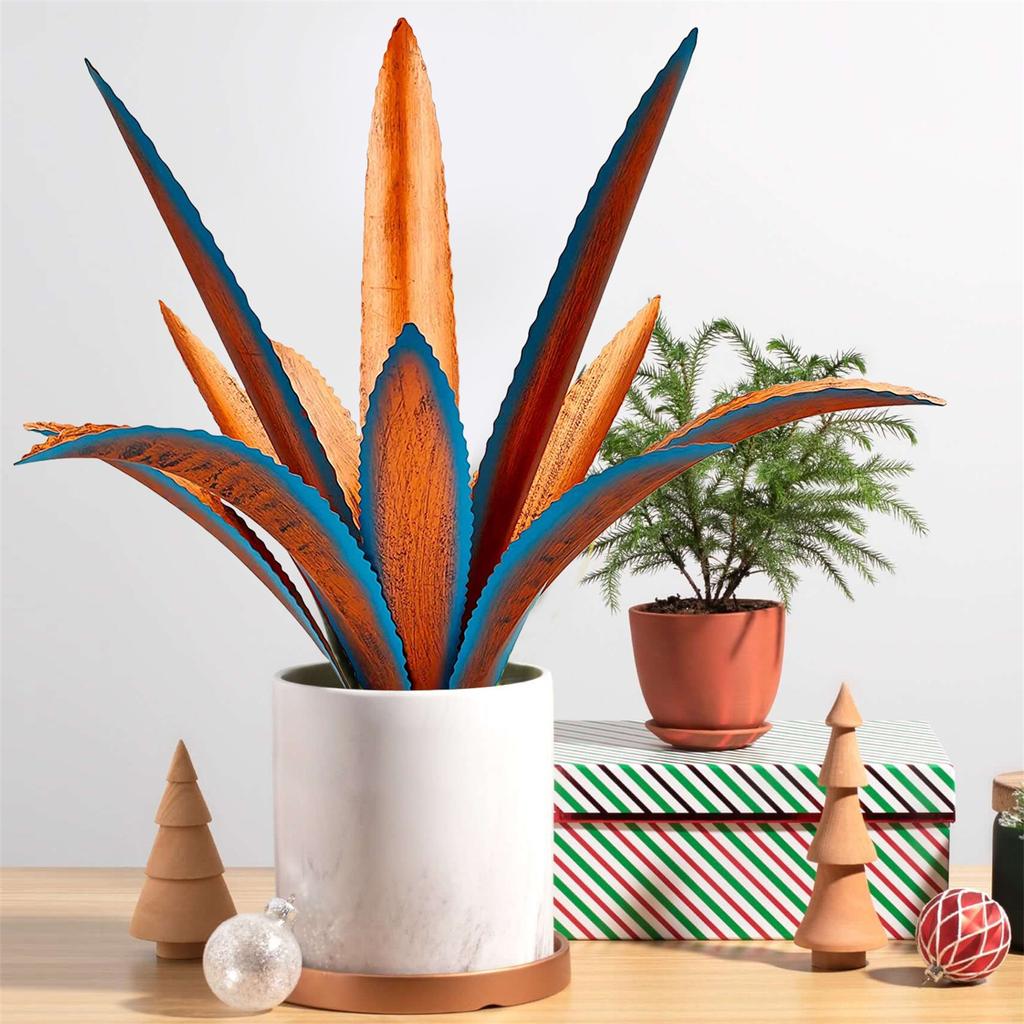 17“ Metal Art Tequila Rustic Sculpture Garden Yard Sculpture Home Decor 12 Leaves