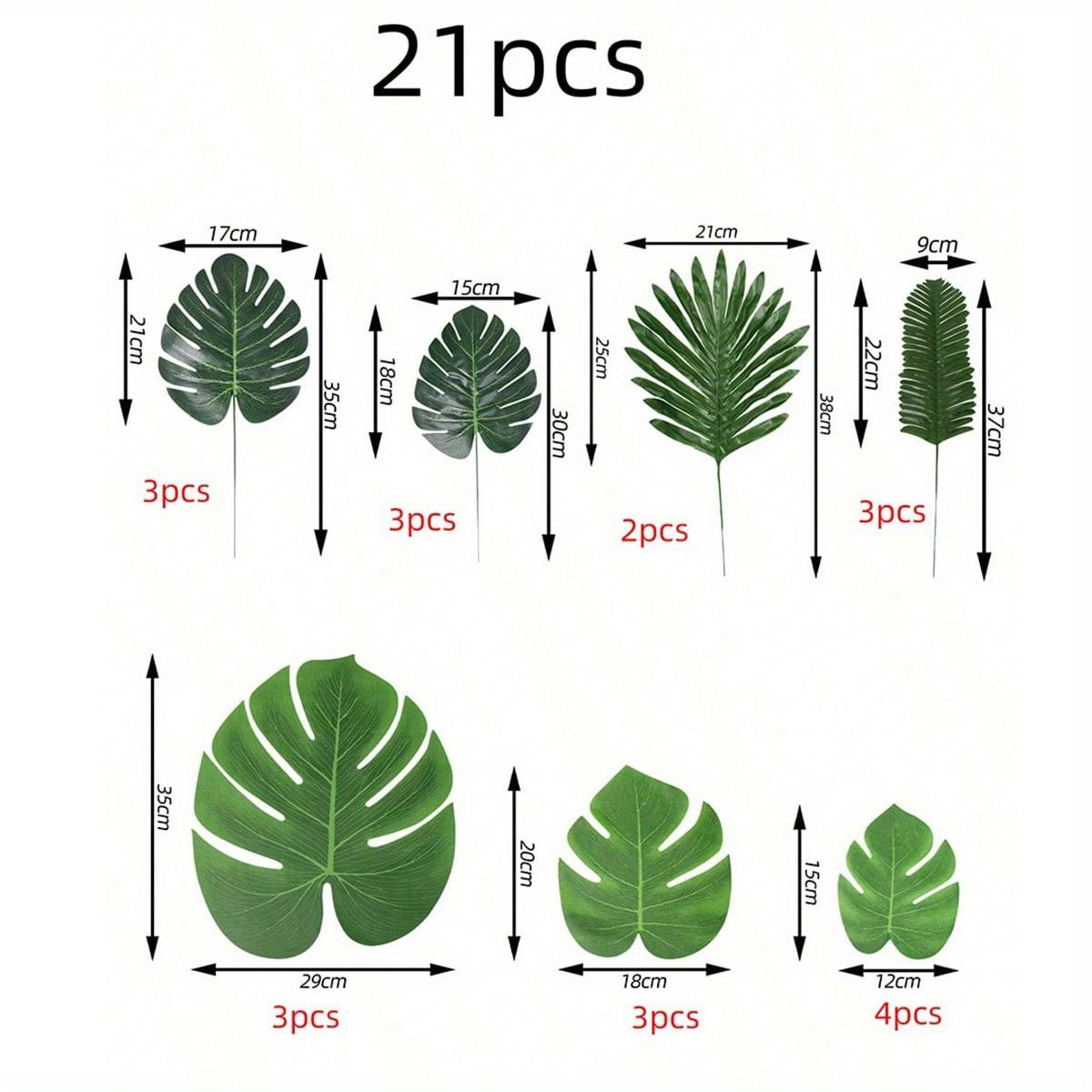 

Искусственные пальмовые листья 5-8 видов, большие и маленькие, зеленые, искусственные пальмовые листья со стеблями для сафари, джунглей, гавайских луау, декора стола для вечеринки, свадьбы, дня рождения 21 Pcs
