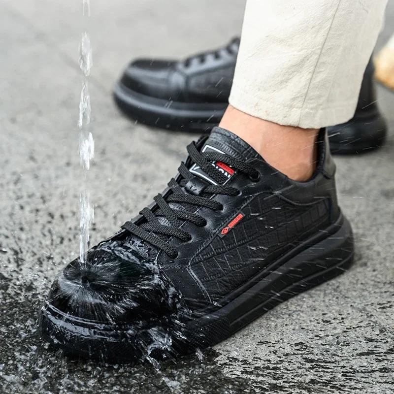 Scarpe di Sicurezza in Pelle di Mucca Stivali da Uomo Punta Composita Scarpe Elettricamente Isolate Scarpe da Lavoro Antiscivolo Antiperforazione Indistruttibili