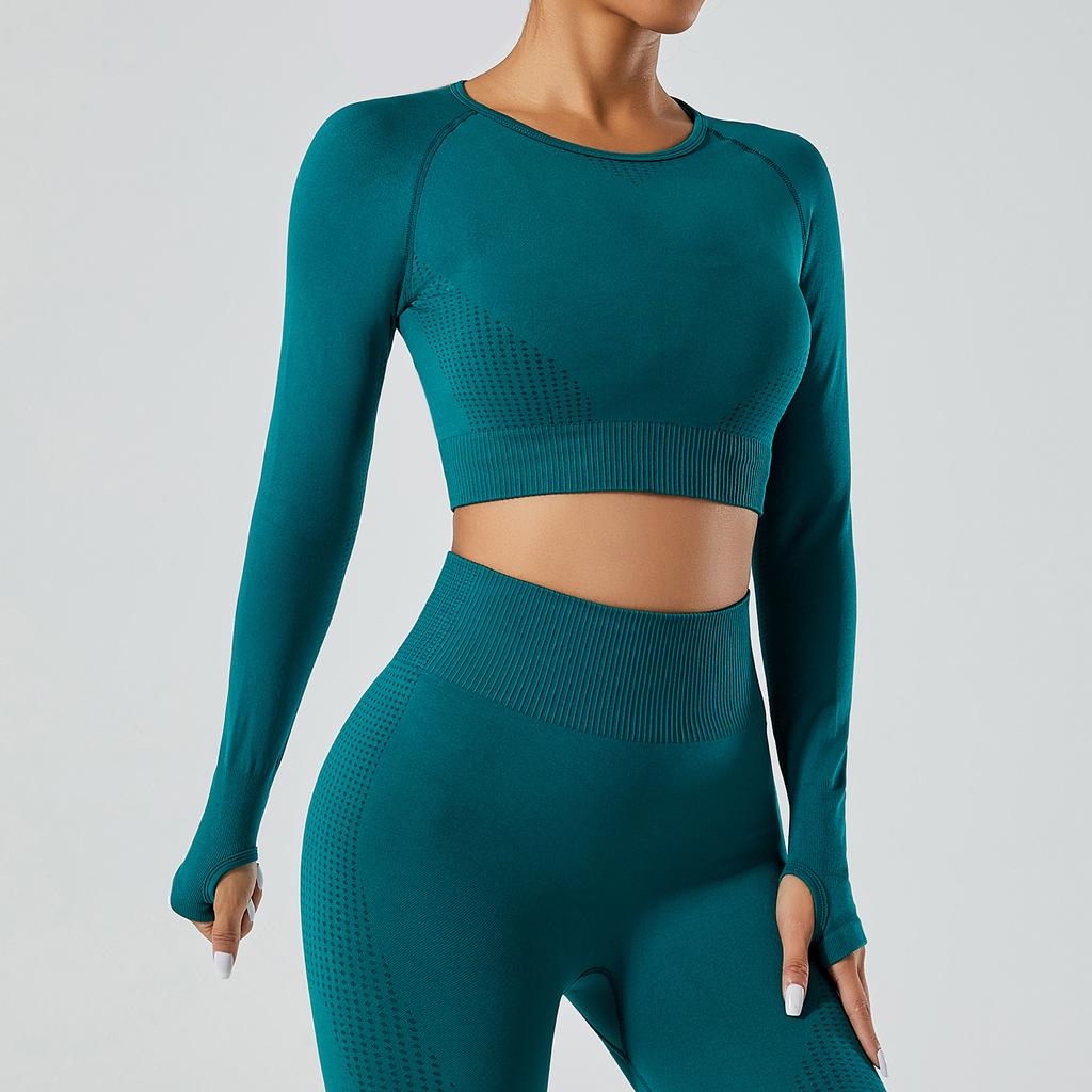 Seamless Running Sports Top, Breathable And Tight Fitting Fitness Jacket, Training Quick Drying, Wearing Long Sleeved Yoga Clothes For Women
