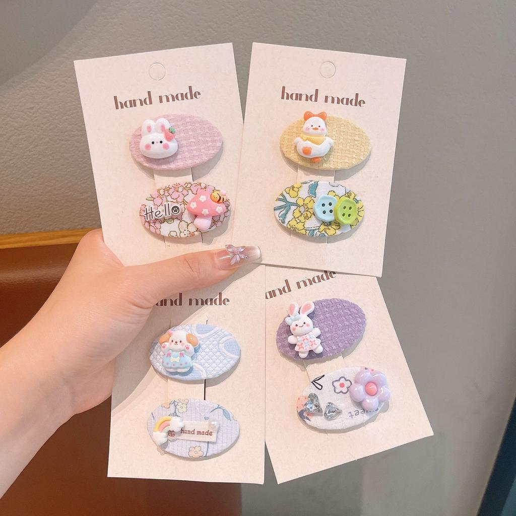 Children'S Flower Fabric Plaid Hairpin Little Girl Cartoon Fruit Broken Hair Bb Clip Side Bangs Clip Hairpin
