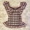 Y2K French V-neck Retro Summer Short Sleeve Women's Top