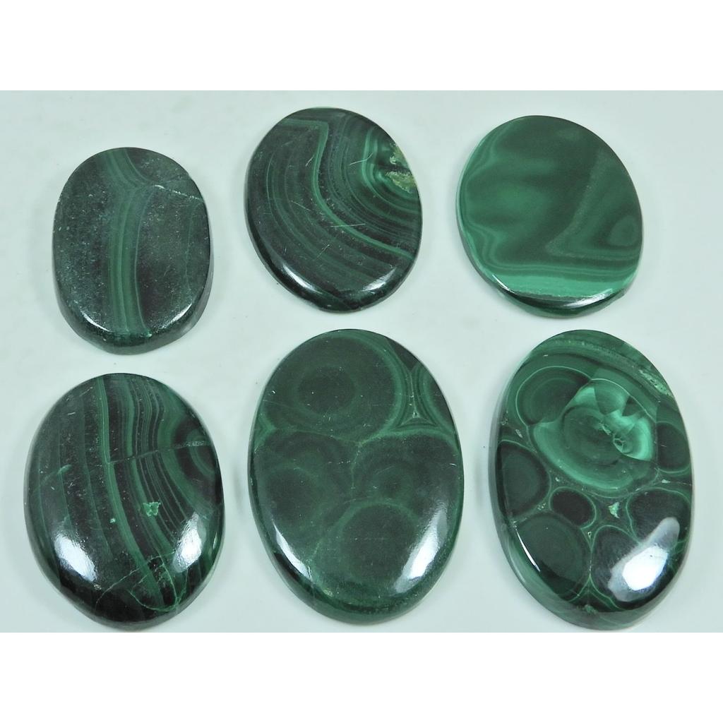 355Cts. Green Malachite Oval Cabochon Loose Natural Gemstone 06 Pcs Lot C-3082